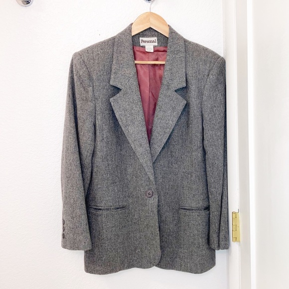 Vintage Pants - VTG Wool Grey Suit: Blazer & Skirt SZ: 12